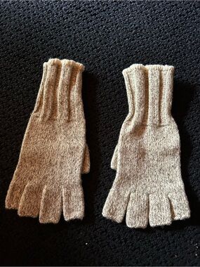Men's Wool Fingerless Knit Gloves - Beige